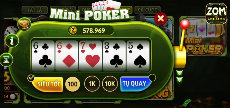 Những thuật ngữ hay gặp trong Mini Poker Zomclub