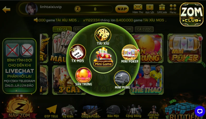 Chế độ quay trong game Săn Trứng Zomclub